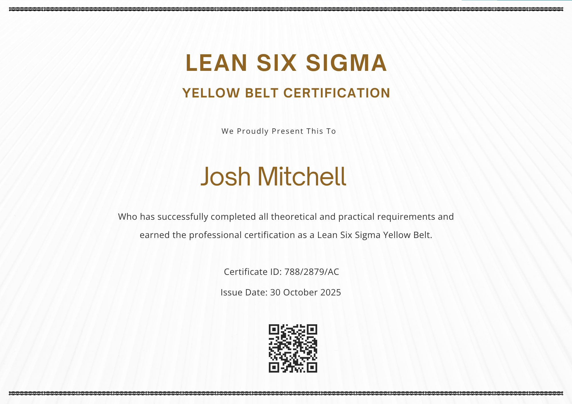 Six Sigma Certificate Template for All Belt Levels